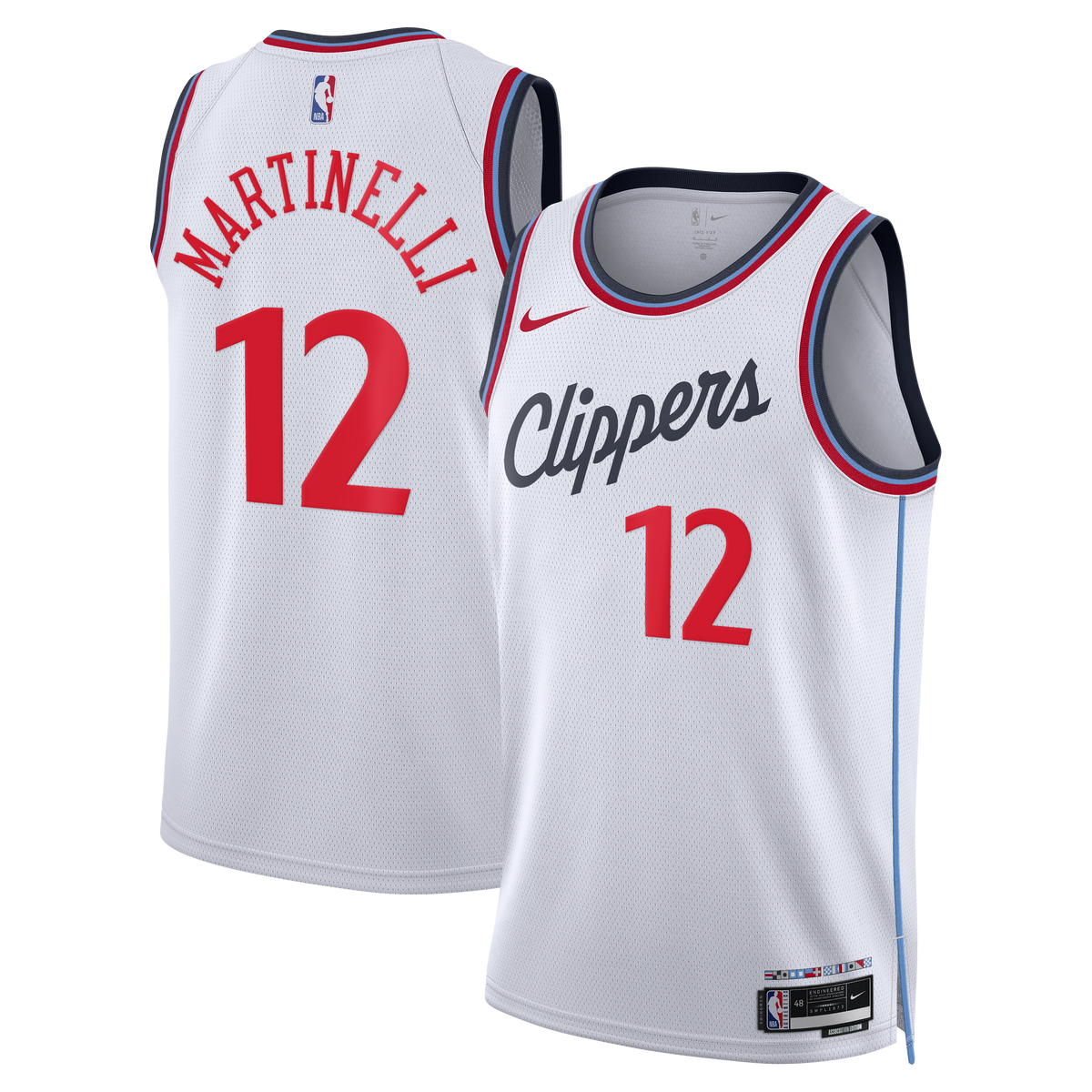 Los Angeles Clippers Nike Replica Association Edition Swingman Jersey - White - Nick Martinelli - Unisex